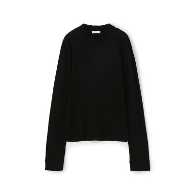 コットンカシミヤサーキュラーリブ　ハイネックプルオーバー