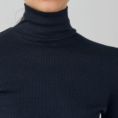 シルクコットンリブ　ハイネックプルオーバー