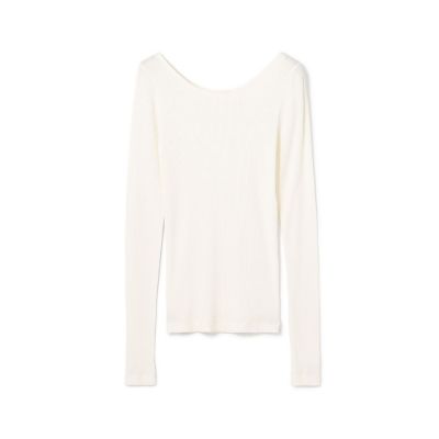 ＜maison TOMORROWLAND＞シルクコットンリブ　ボートネックプルオーバー