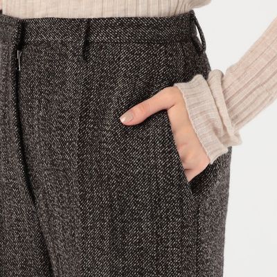 ウールスラブミックス　セミワイドクロップドパンツ