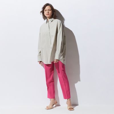 ウールオックスフォード　フロントタックテーパードパンツ
