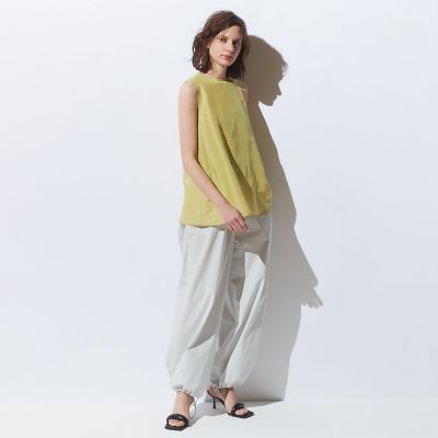 ライトコットンストレッチ ギャザーワイドパンツ | maison