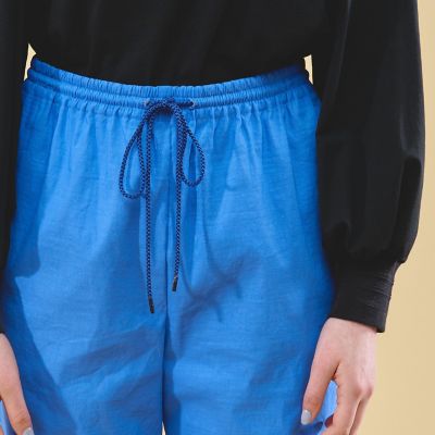 リネンナイロンストレッチ　イージーテーパードパンツ