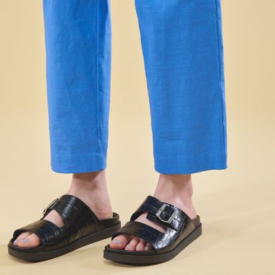 リネンナイロンストレッチ　イージーテーパードパンツ