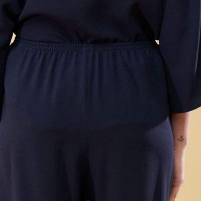 DES PRES ジャージーライク ジョーゼット リラックスパンツ ネイビー