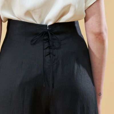 ヘンプツイル　ハイウエストコルセットパンツ