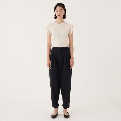 ポリエステルウールバラシャ　２タックパンツ