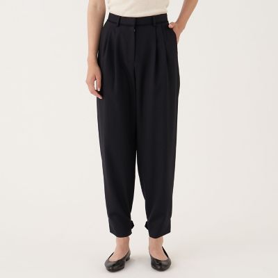 ポリエステルウールバラシャ　２タックパンツ