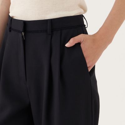 ポリエステルウールバラシャ　２タックパンツ