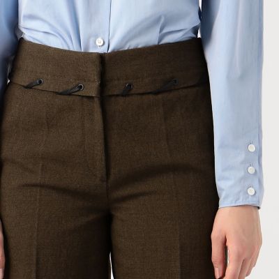 コットンリネンキャンバス センタープレスパンツ | maison