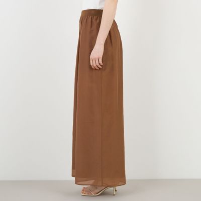 コットンシルクローン　ギャザーワイドパンツ