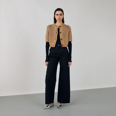 ブロークンブラックデニム フレアパンツ | maison TOMORROWLAND/メゾン