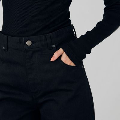 ブロークンブラックデニム フレアパンツ | maison TOMORROWLAND/メゾン