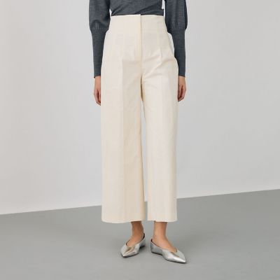 コットンレーヨンベルベット クロップドワイドパンツ | maison
