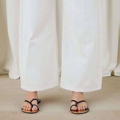 ペインティングホワイトデニム　ラウンドパンツ