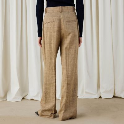 リネンシルクコットンヘリンボーン　ワイドシルエットパンツ
