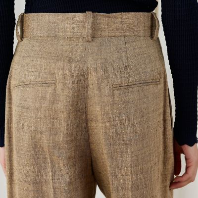 リネンシルクコットンヘリンボーン　ワイドシルエットパンツ
