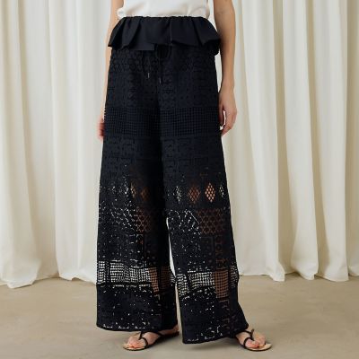 パッチワークレース　ストレートパンツ