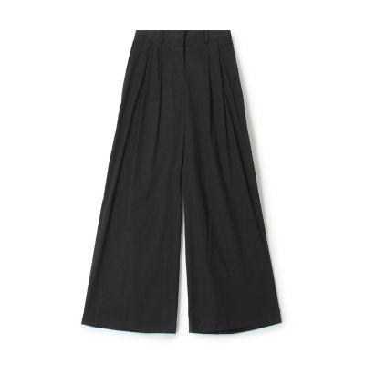 コットンストレッチポプリン　２タックワイドパンツ