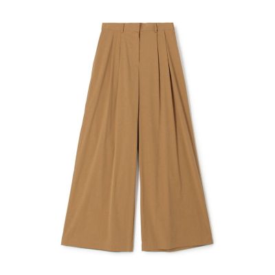 コットンストレッチポプリン　２タックワイドパンツ