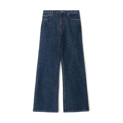 【予約商品９月中旬以降順次お届け】コンパクトストレッチデニム　セミフレアパンツ