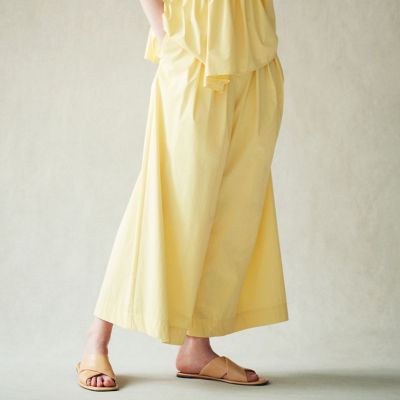 コットンナイロンタイプライター　タックワイドパンツ
