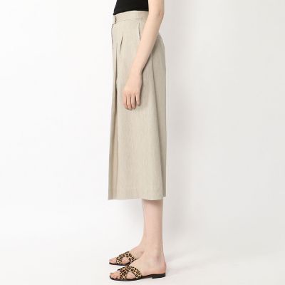 リネンレーヨンストレッチ フロントタッククロップドパンツ