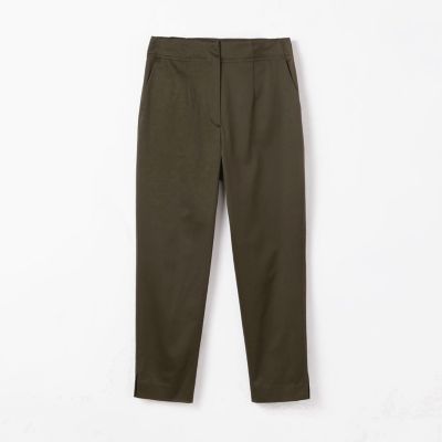 ウールサテンドロップパンツ 接触冷感・洗える・XXSサイズあり】サテンストレッチクロップド