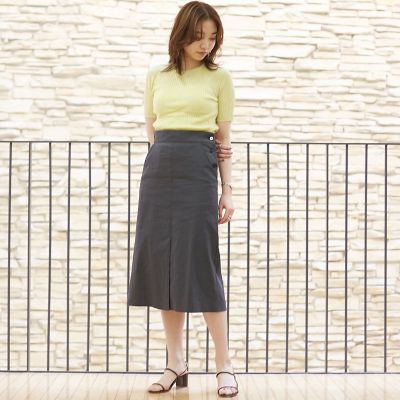 ＜maison TOMORROWLAND＞リネンナイロンストレッチ　トラペーズスカート