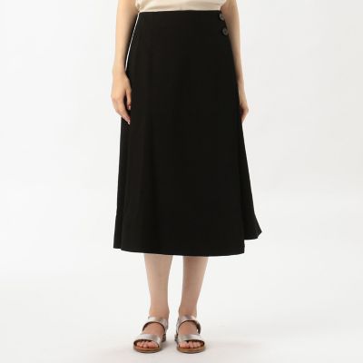 ライトリネンストレッチ　アシンメトリーフレアスカート