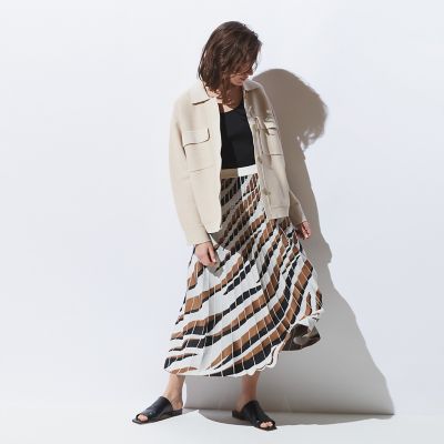 「DESTREE」フローラルジャカード ミディ丈プリーツ スカート ZARA（ザラ）の「ミディ丈 ストライプ花柄スカート フローラル