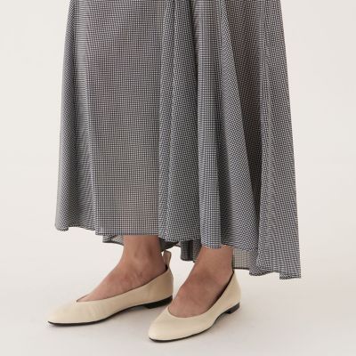 シルクストレッチシフォンチェック フィッシュテールフレアスカート
