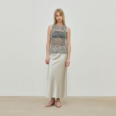 シルクストレッチサテン エラスティックストレートスカート | maison