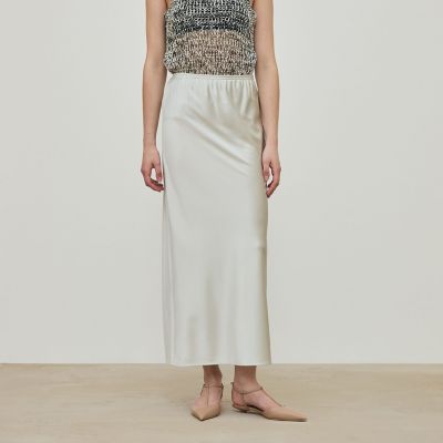 シルクストレッチサテン エラスティックストレートスカート