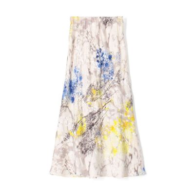 ＜maison TOMORROWLAND＞【予約商品５月中旬以降順次お届け】ダプルドシェードアブストラクトプリント　セミフレアスカート