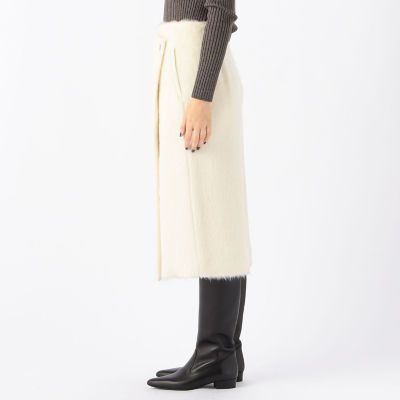 Y's アルパカウール ニットラップスカート ワイズ ニットラップスカート ミモレ ロング アルパカ 3 グレー ベージュ