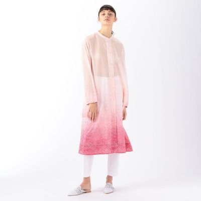 グラデーションチッププリント　ロングシャツワンピース