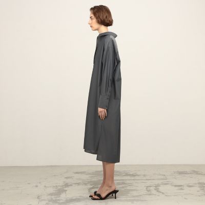美品 23区 コンパクトコットンツイル シャツ ワンピース ロング丈 48