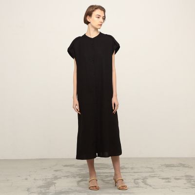 美品 かぐれ ラミー Vネックワンピース リネンシャツワンピース ブルーグレー かぐれ（カグレ）の「ラミーVネックワンピース（ワンピース