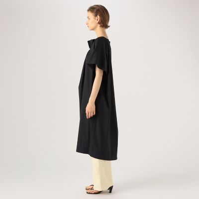 コットンストレッチブロード ギャザーワンピース | maison