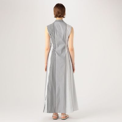 コットンストレッチブロード　ラペルカラーワンピース
