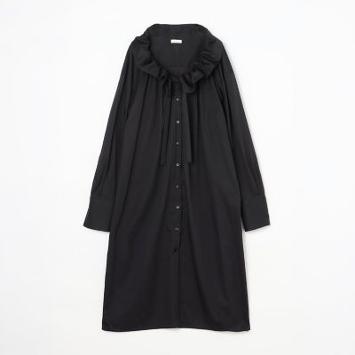 ソフトストレッチサテン フリルカラーシャツワンピース | maison 