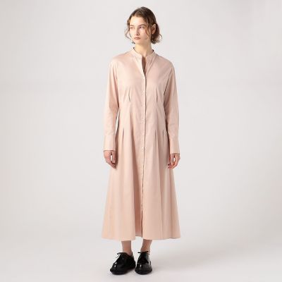 ソフトストレッチサテン ロングシャツワンピース | maison