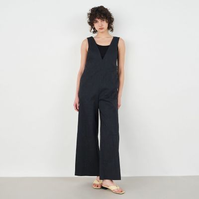 リネンナイロンストレッチ Vネックサロペット | maison TOMORROWLAND