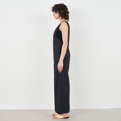 完売品！新品未使用38・リネンコットンVネックサロペット リネンコットンVネックサロペット 38 ブラック - メルカリ
