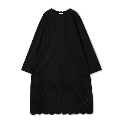 ＜maison TOMORROWLAND＞カットワークエンブロイダリー　クルーネックシャツワンピース