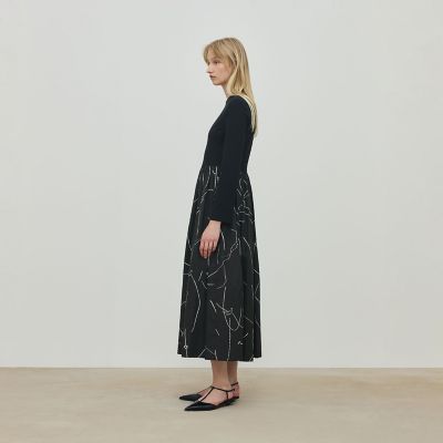 コードステッチプリント コンビコクーンワンピース | maison