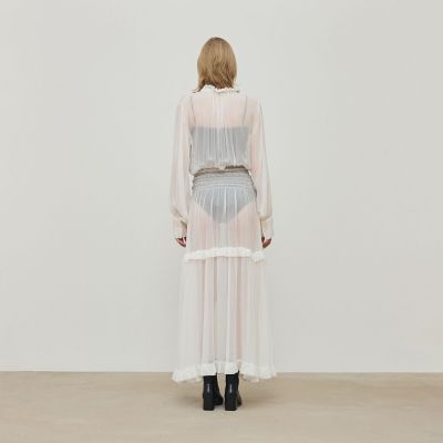 シルクシフォン ラッフルマキシワンピース | maison
