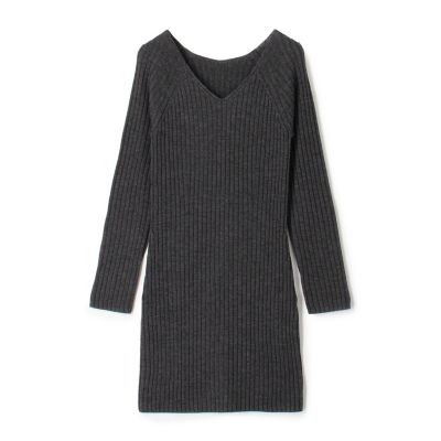 美品　セオリーリュクス　ウールニットワンピース　vネック　黒　631 美品 セオリーリュクス ウールニットワンピース vネック 黒 631 送料