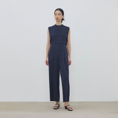 サテンジョーゼット ハイウエストオールインワン | maison